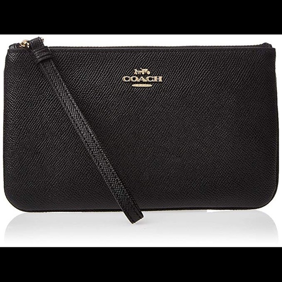 Coach Handbags - NWT Coach Cross Grain Leather Large Wristlet-Black